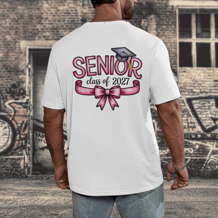 Senior Class Of 2027 Coquette Pink Bow Graduation 2027 Women Men's Back Print T-Shirt
