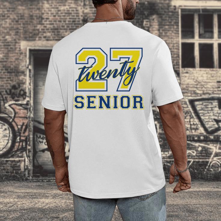 Senior Class Of 2027 Graduation Yellow And Blue On The Back Premium Tri-Blend Men's Back Print T-Shirt