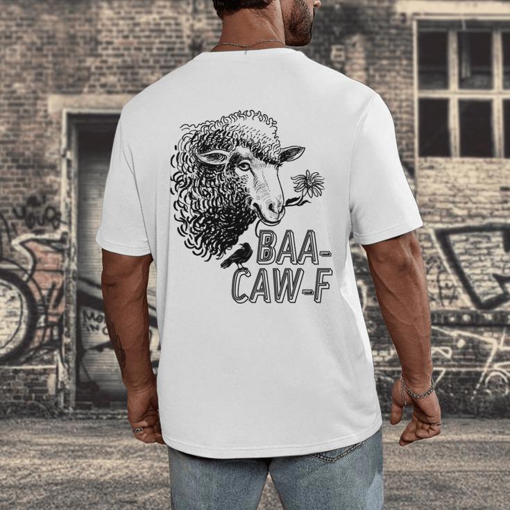 Sheep Baa Crow Caw Back Off Pun Tee For Introverts & Teens Men's Back Print T-Shirt