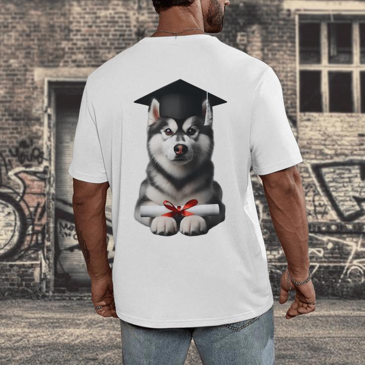 Siberian Husky Dog Graduation Cap Training School Graduate Men Women Kids Men's Back Print T-Shirt