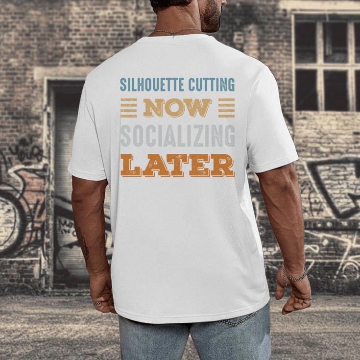 Silhouette Cutting Now Minimal Socializing Introvert Men's Back Print T-Shirt