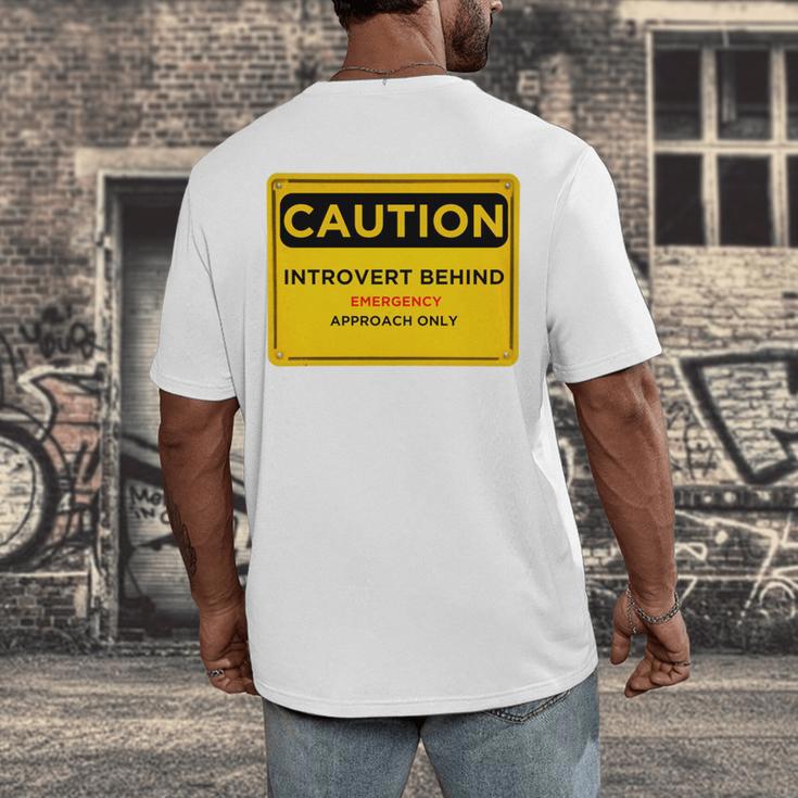 A Simple Yellow Warning Sign For Introvert Men's Back Print T-Shirt