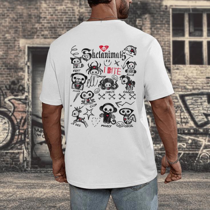 Skelanimals I Bite Vintage Retro Dead Pet Textbook Collage Men's Back Print T-Shirt