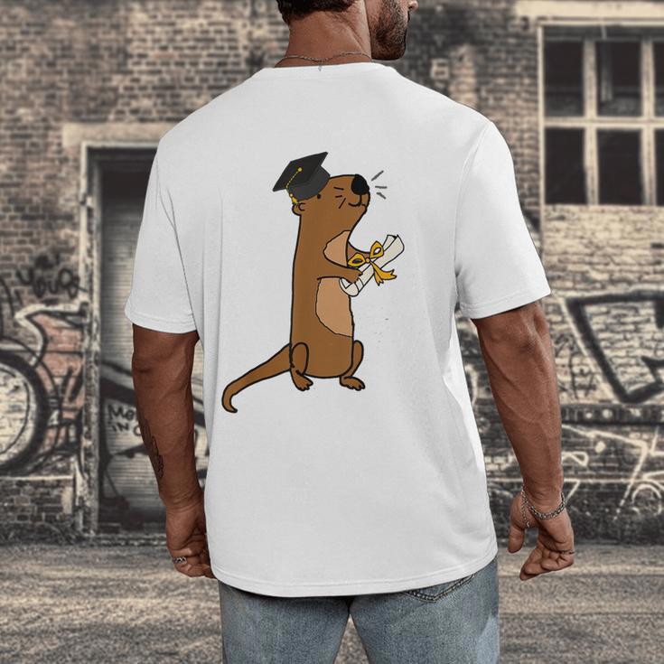 SmileteesGrad Cute Sea Otter Graduation T-Shirt Men's Back Print T-Shirt