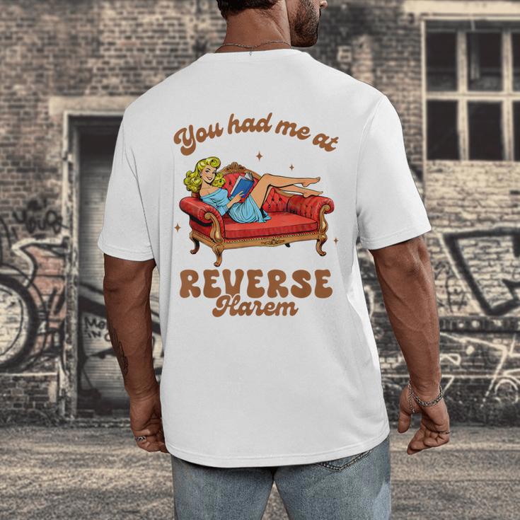 Smut Reader You Had Me At Reverse Harem Spicy Grey Book Men's Back Print T-Shirt