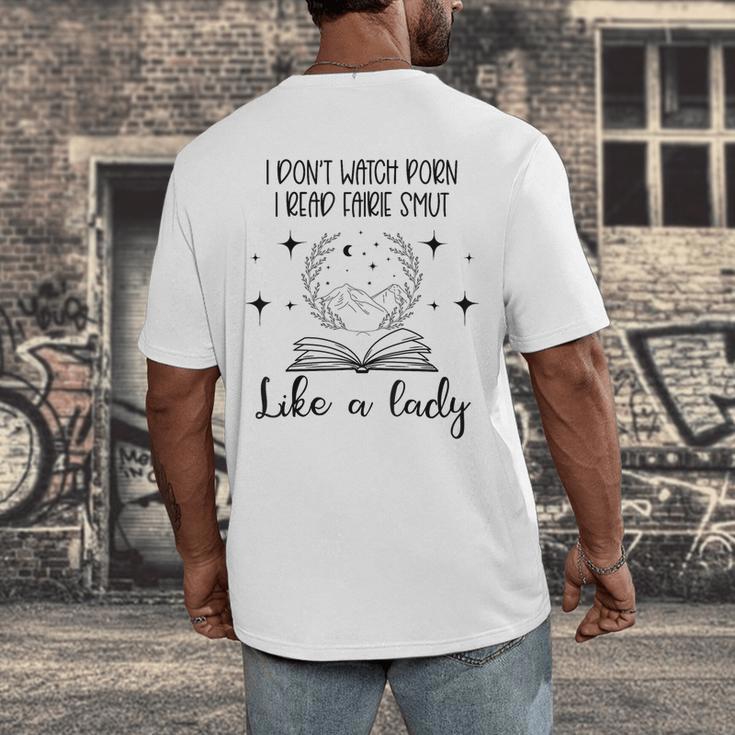 Smutty Book Lovers Romantasy Dark Fairy Tales Romance Reader I Dont Watch Porn Small Grey Men's Back Print T-Shirt