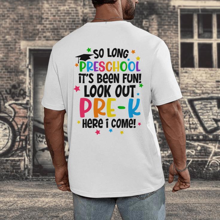 So Long Preschool Pre-K Here I Come Graduation Men's Back Print T-Shirt