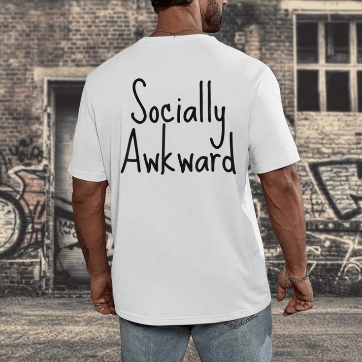 Socially Awkward Introvert Anxious Social Awkwardness Men's Back Print T-Shirt Socially Awkward Introvert Anxious Social Awkwardness Men's Back Print T-Shirt