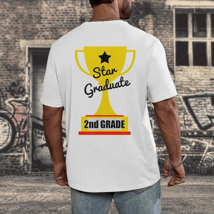 Star Graduate Second Grade Graduation Trophy Cup Men's Back Print T-Shirt