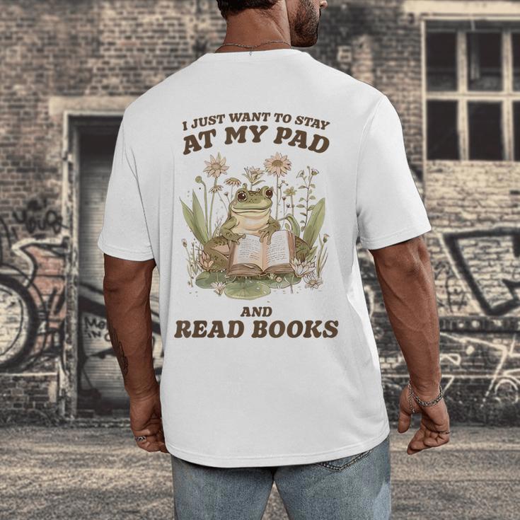 Stay At My Pad And Read Books Frog Introvert Reading Men's Back Print T-Shirt