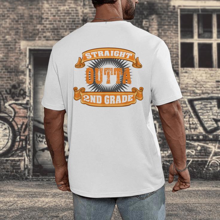 Straight Outta 2nd Grade Shirt Second Graduation Boys Girls Men's Back Print T-Shirt