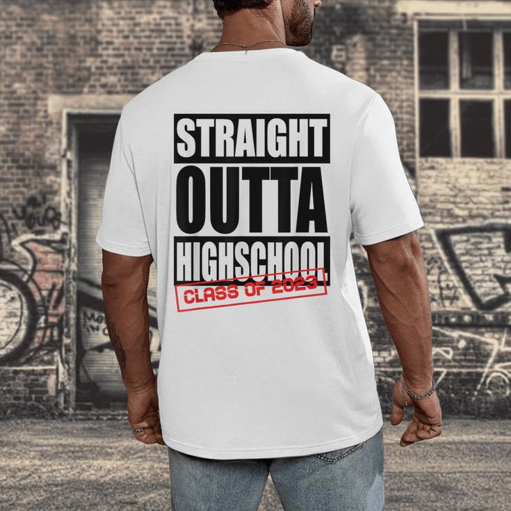 Straight Outta High School Class Of 2023 Graduation Men's Back Print T-Shirt