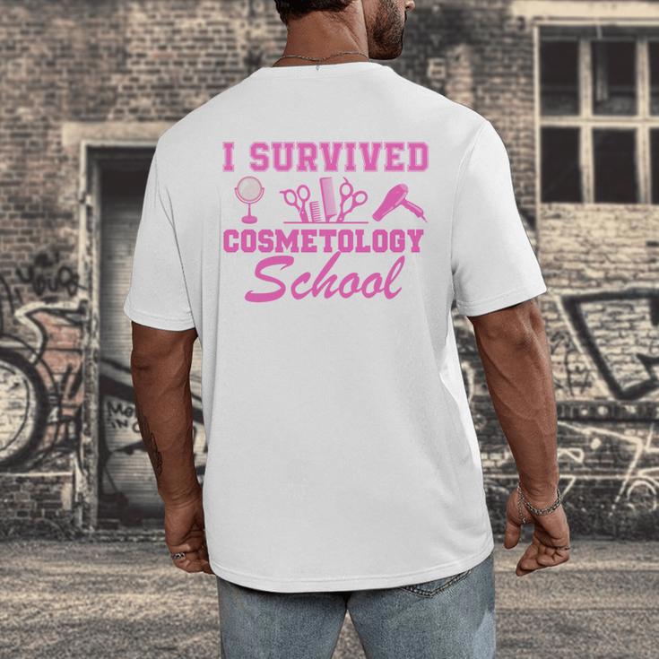 I Survived Cosmetology School Graduation Cosmetology Grad Men's Back Print T-Shirt