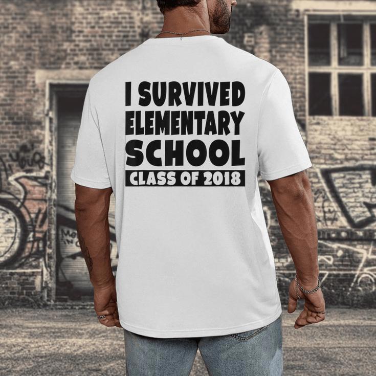 I Survived Elementary School Class Of 2018 Graduation Shirt Men's Back Print T-Shirt