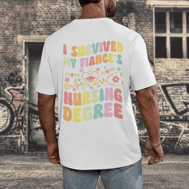 i Survived My Fiance's Nursing Degree Graduation Groovy Premium Men's Back Print T-Shirt