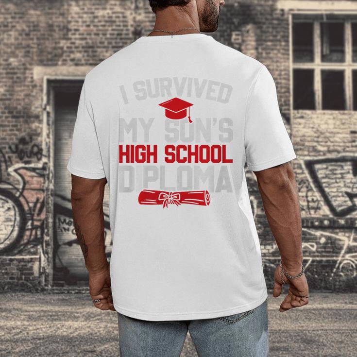 I Survived My Son's High School Diploma Graduation Premium Men's Back Print T-Shirt