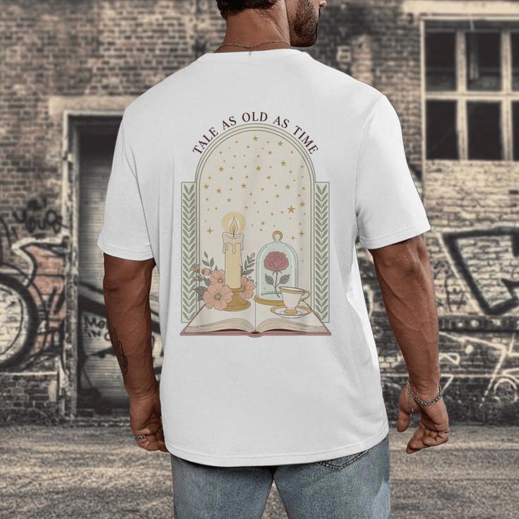 Tale As Old As Time Rose Candle And Book Men's Back Print T-Shirt