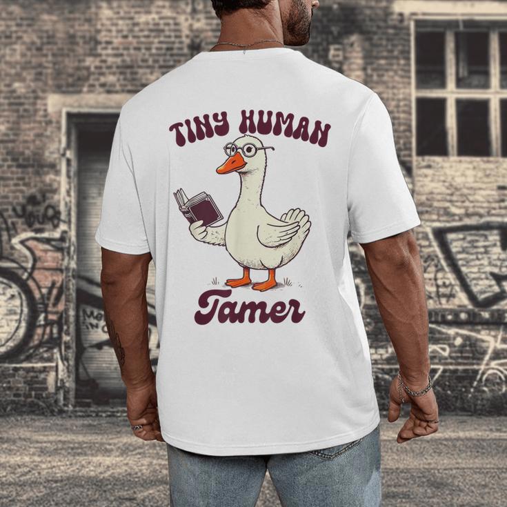 Teacher Silly Goose Reading Book Teaching Tiny Human Tamer Men's Back Print T-Shirt