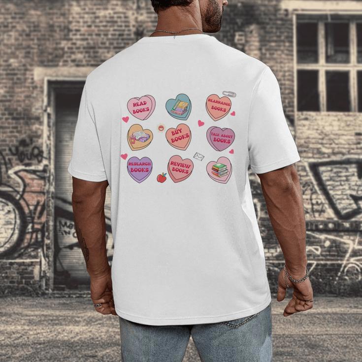 Things I Do On Valentines's Day Book Lover Candy Heart Men's Back Print T-Shirt