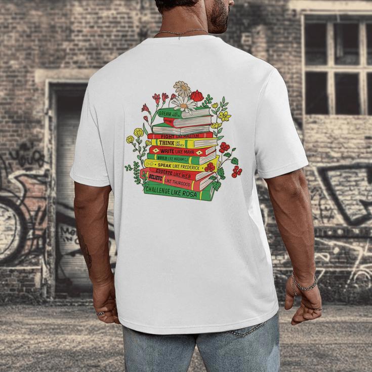 History Month Black History Shirts Book Lover Teacher Men's Back Print T-Shirt