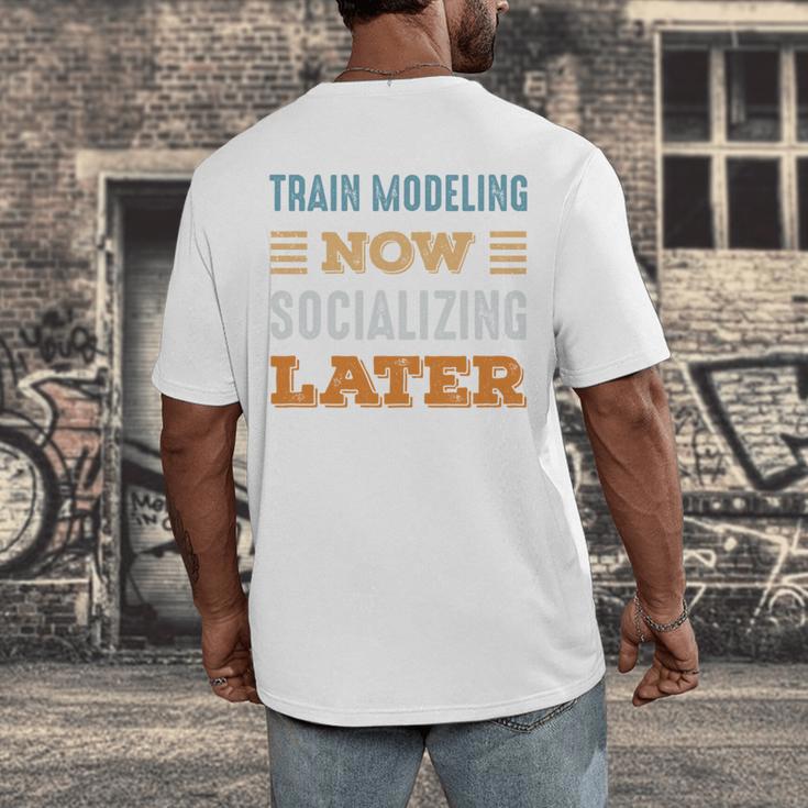 Train Modeling Now Minimal Socializing Introvert Vintage Men's Back Print T-Shirt