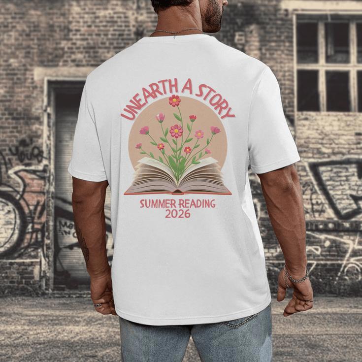 Unearth a Story 2026 Summer Reading Program Flowers Book Premium Tri-Blend Men's Back Print T-Shirt Unearth a Story 2026 Summer Reading Program Flowers Book Premium Tri-Blend Men's Back Print T-Shirt