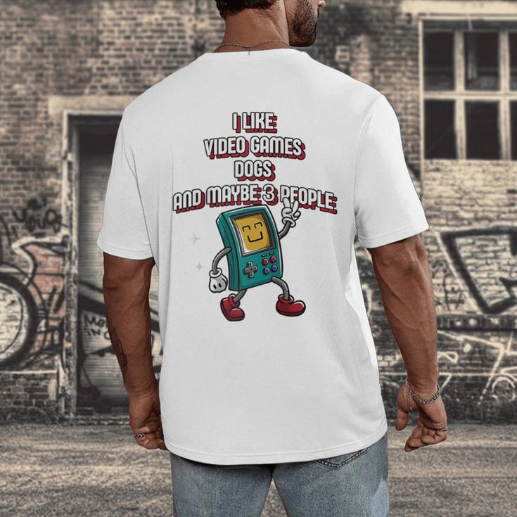 I Like Video Games Dogs And Maybe 3 People Gamer Introvert Raglan Baseball Tee Men's Back Print T-Shirt I Like Video Games Dogs And Maybe 3 People Gamer Introvert Raglan Baseball Tee Men's Back Print T-Shirt