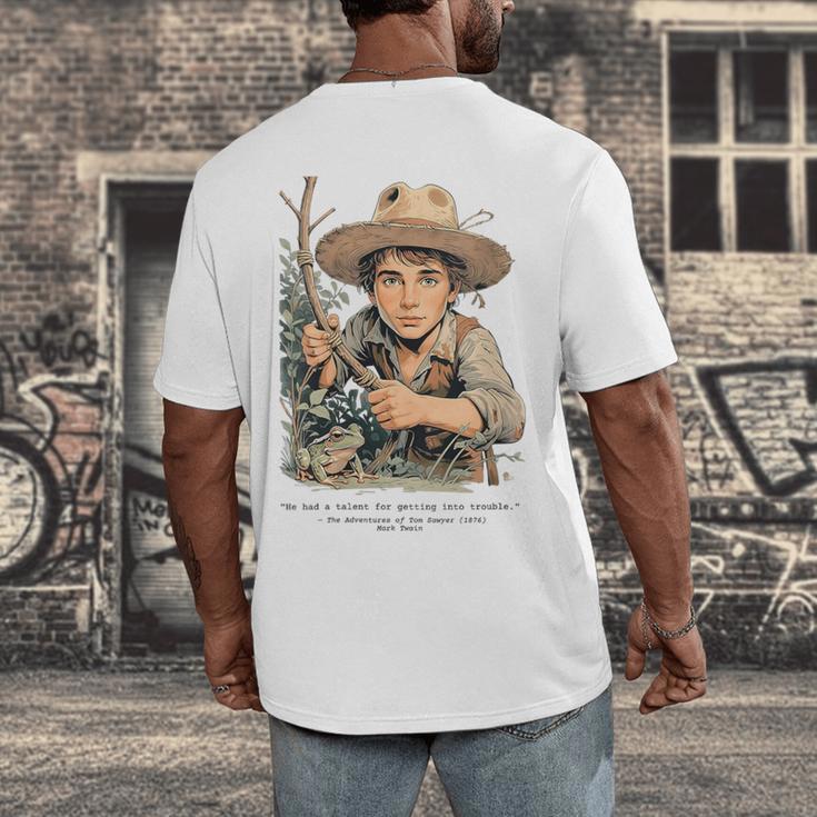 Vintage Children's Books The Adventures Of Tom Sawyer 1876 Men's Back Print T-Shirt Vintage Children's Books The Adventures Of Tom Sawyer 1876 Men's Back Print T-Shirt