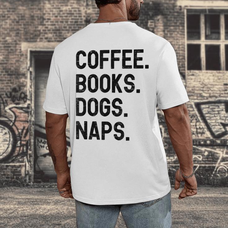 Vintage Coffee Books Dogs Naps Retro Men's Back Print T-Shirt Vintage Coffee Books Dogs Naps Retro Men's Back Print T-Shirt