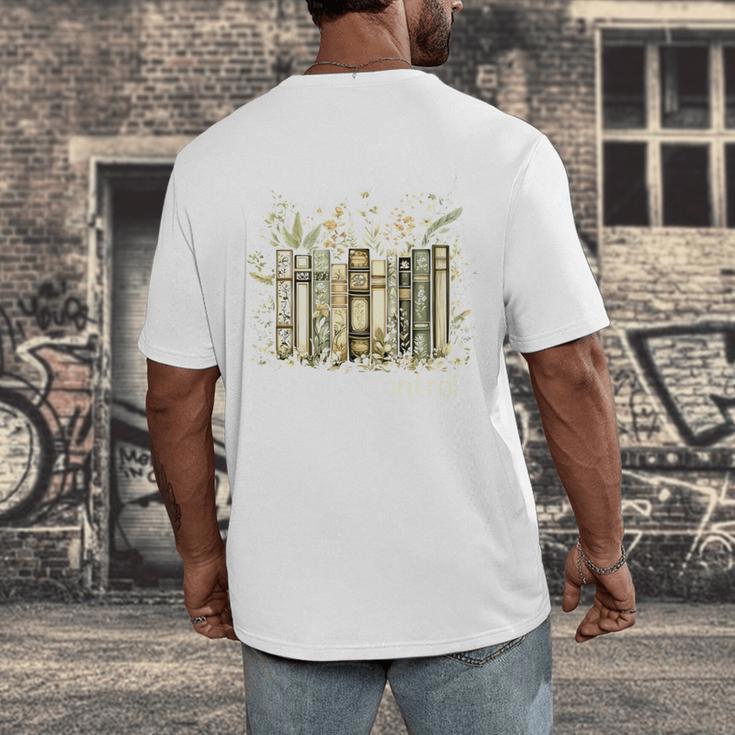 Vintage Floral Bookshelf I Have No Shelf Control Book Lovers Men's Back Print T-Shirt