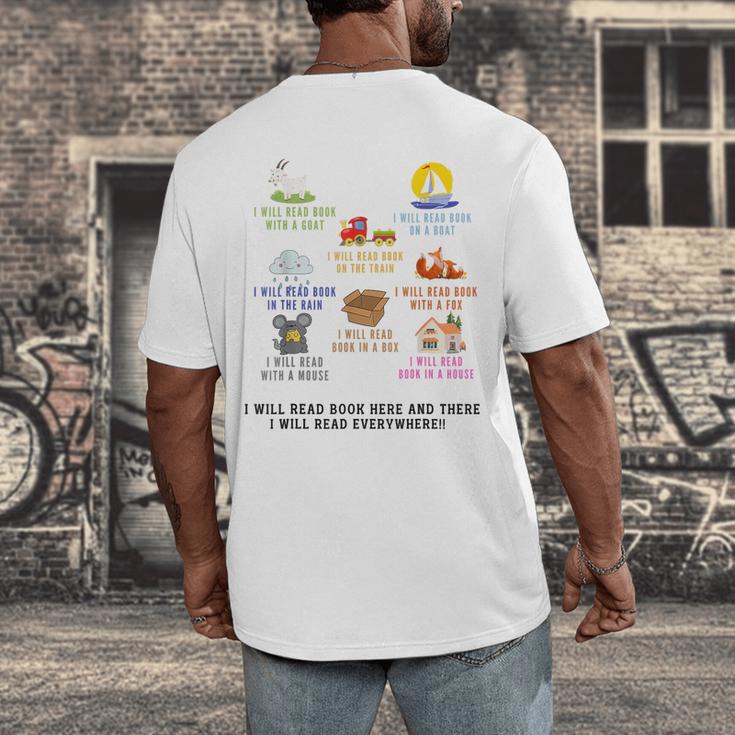 I Will Read Books On A Boat And Everywhere Reading Teachers Men's Back Print T-Shirt