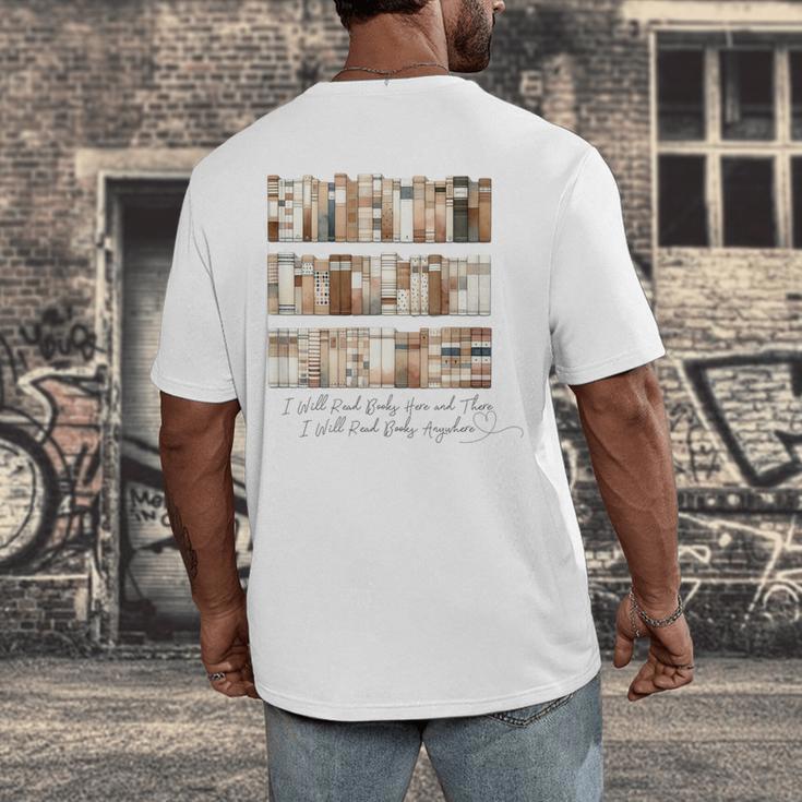 I Will Read Books Here And There I Will Read Books Anywhere Men's Back Print T-Shirt I Will Read Books Here And There I Will Read Books Anywhere Men's Back Print T-Shirt