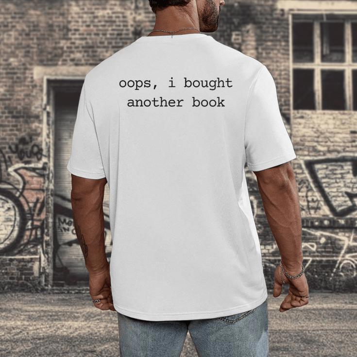 Women's Book Lover Oops I Bought Another Book Bookworm Reader Men's Back Print T-Shirt