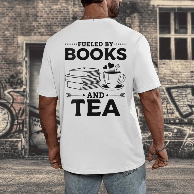 Women's Fueled By Books And Tea Book Lover Bookworm Reading Books Men's Back Print T-Shirt Women's Fueled By Books And Tea Book Lover Bookworm Reading Books Men's Back Print T-Shirt