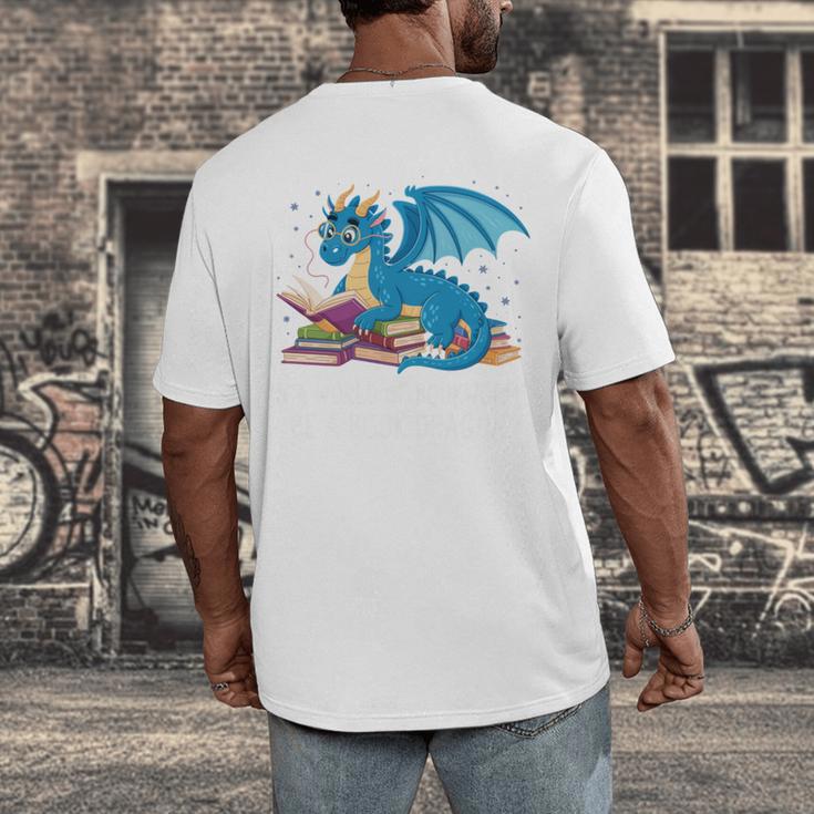 In A World Full Of Bookworms Be A Book Dragon Men's Back Print T-Shirt In A World Full Of Bookworms Be A Book Dragon Men's Back Print T-Shirt