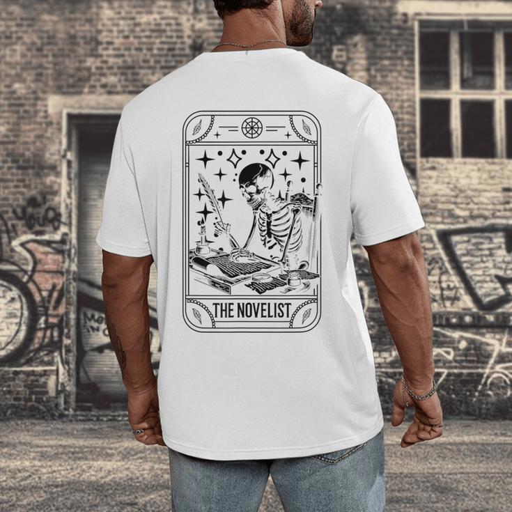 Writer Novelist Book Poetry Author Skeleton Tarot Card Men's Back Print T-Shirt