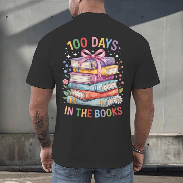 100 Days In The Books Cute Book 100 Days Of School Teachers Men's Back Print T-Shirt