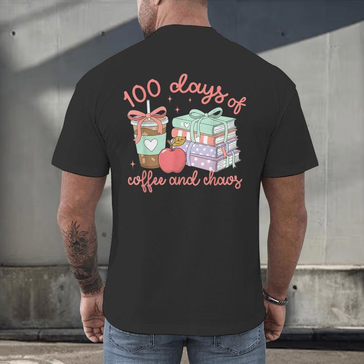100 Days Of Coffee And Chaos Coquette Bow Book Apple Men's Back Print T-Shirt 100 Days Of Coffee And Chaos Coquette Bow Book Apple Men's Back Print T-Shirt