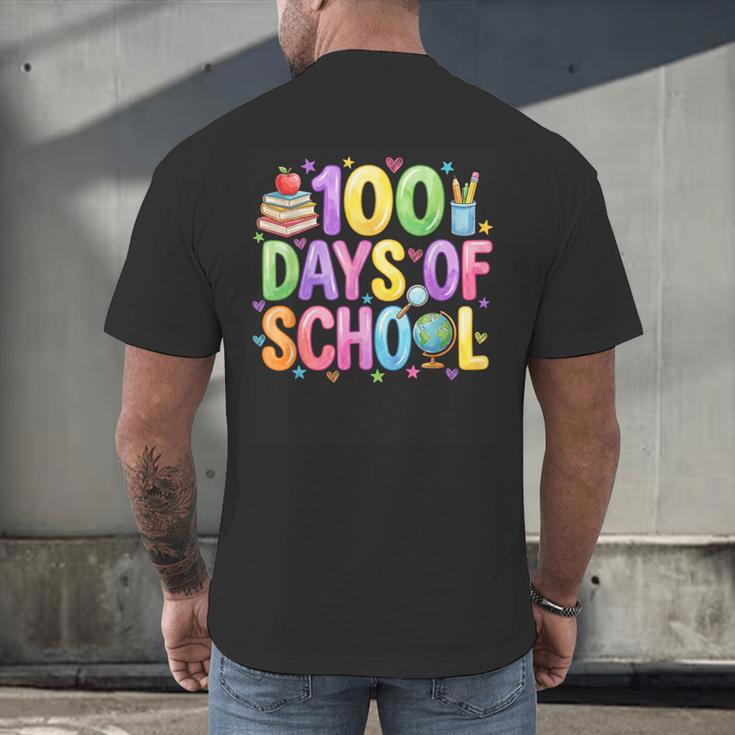 100 Days Of School Book Pencil Teachers Girls Kids 100th Day Men's Back Print T-Shirt 100 Days Of School Book Pencil Teachers Girls Kids 100th Day Men's Back Print T-Shirt