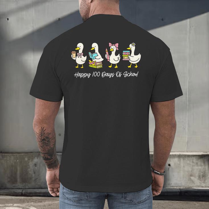 100 Days Of School Cute Goose Coffee Books Teacher Life Men's Back Print T-Shirt