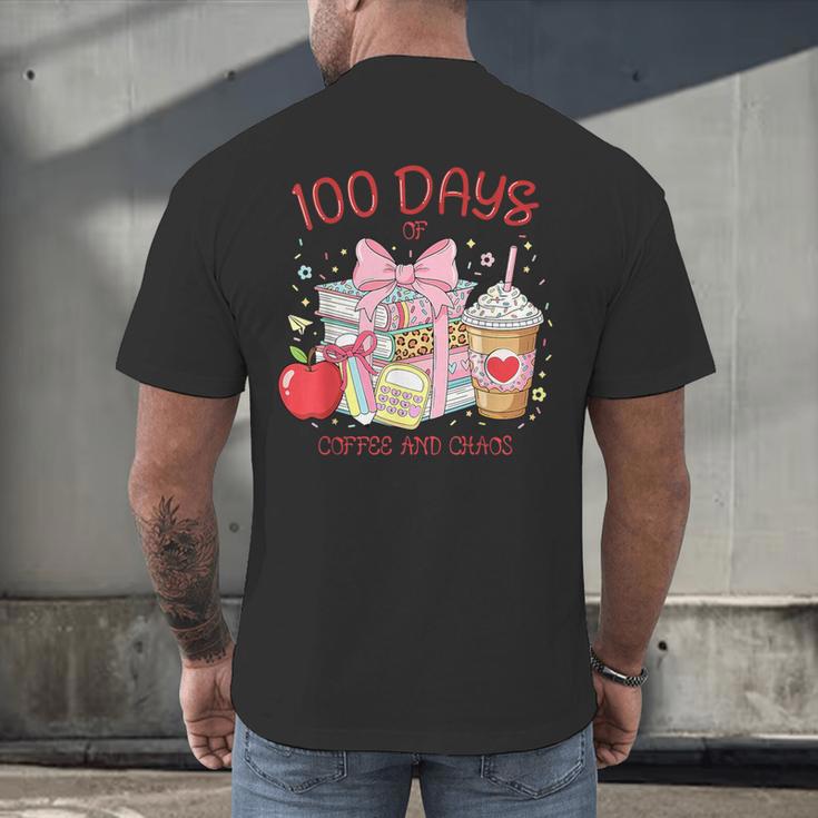 100th Day Of School Teachers 100 Days Of Coffee Chaos Books Men's Back Print T-Shirt
