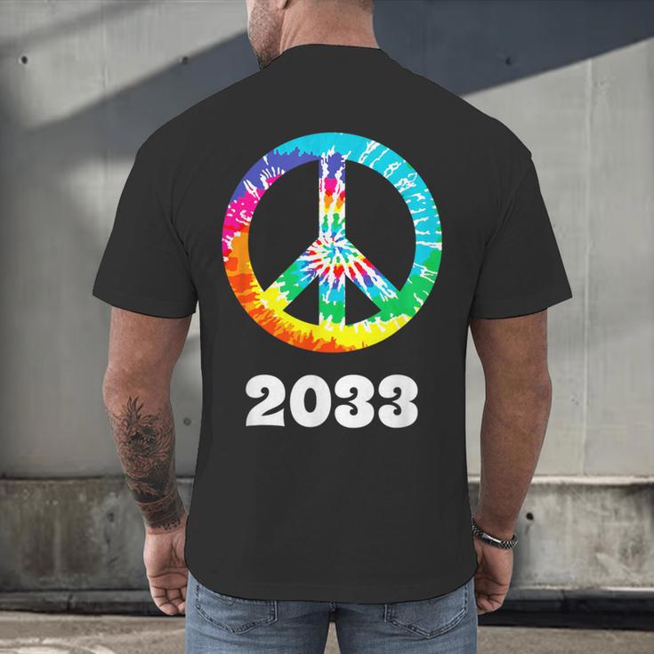 2033 Graduation Class Year Tie Dye Peace Sign Men's Back Print T-Shirt
