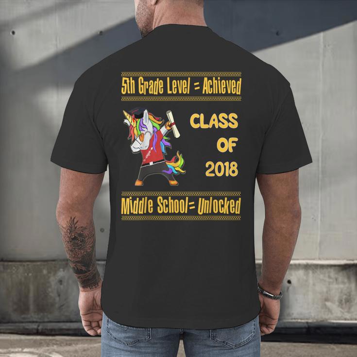 5th Grade Graduation Shirt Dabbing Unicorn Boys Class 2018 Men's Back Print T-Shirt