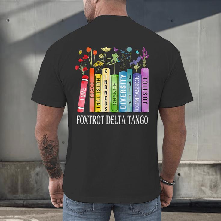 8647 Foxtrots Tangos Deltas Book Flower Resist Book Lovers Men's Back Print T-Shirt
