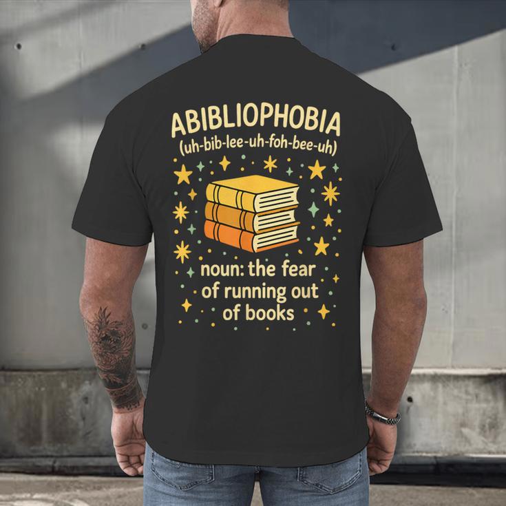 Abibliophobia Book Lover Reading Humor Graphic Men's Back Print T-Shirt