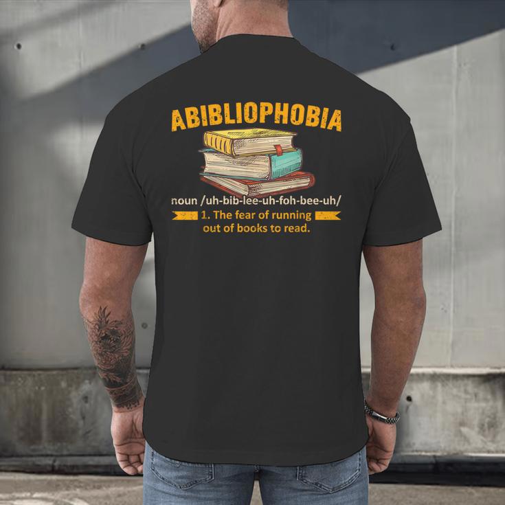Abibliophobia Perfect For Young Book Lover Bookworm Reader Men's Back Print T-Shirt Abibliophobia Perfect For Young Book Lover Bookworm Reader Men's Back Print T-Shirt