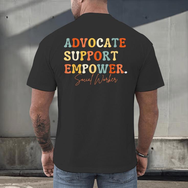 Advocate Support Empower Groovy Social Worker Graduation Men's Back Print T-Shirt