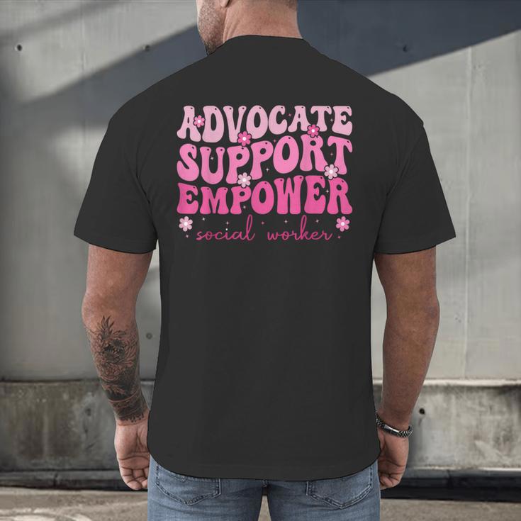 Advocate Support Empower Groovy Social Worker Graduation MSW Men's Back Print T-Shirt
