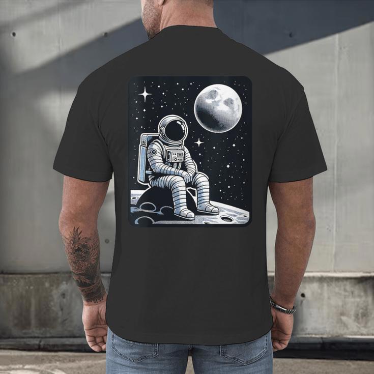 Aesthetic Spaceman Astronaut On The Moon Space Introvert Men's Back Print T-Shirt