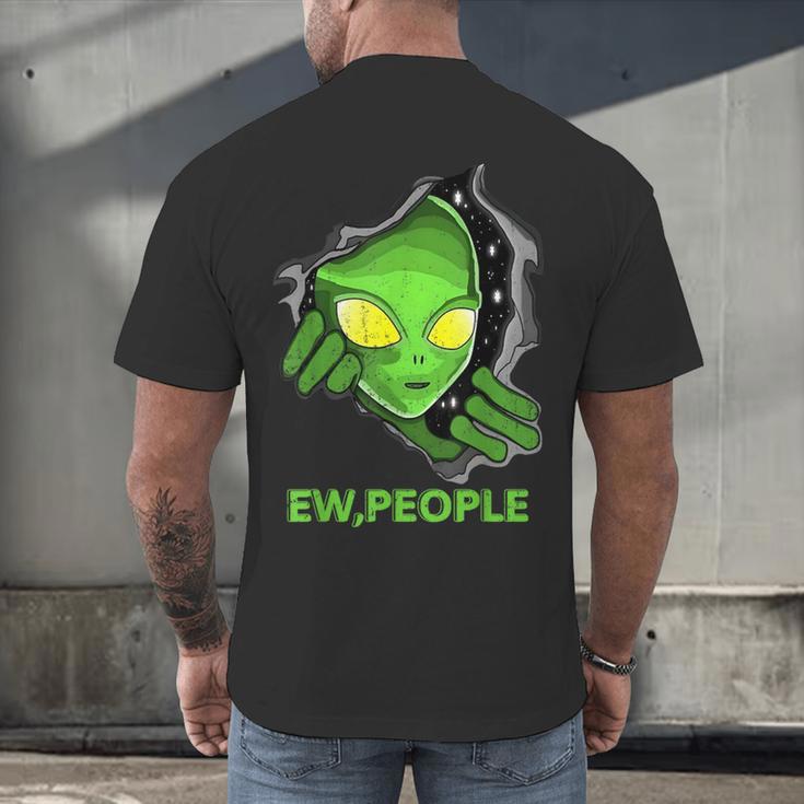 Alien Face Ew People UFO Introvert Meme Men Women Kids Men's Back Print T-Shirt